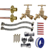 Brass Quick Connect Bib Tap FULL Connection Kit x2