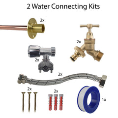 Brass Quick Connect Bib Tap FULL Connection Kit x2