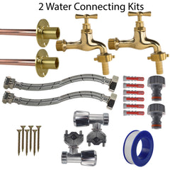 Polished Brass 13mm Barb Tap FULL Connection Kit x2