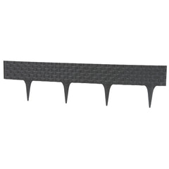 Lawn Edging, Plastic Palisade Rattan Effect, 2.4m, Deep Grey