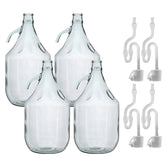 Glass Demijohn 5L 4 Pack Plain With Airlock & Bung