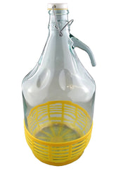 Glass Demijohn 5L With Swing Top Cap & Yellow Protective Basket