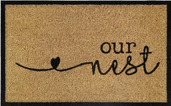 Doormat 60cm x 40cm - 'Our Nest' - Absorbent Coir Mat for Indoor/Outdoor