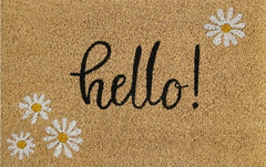Doormat 60cm x 40cm - 'Hello!' - Absorbent Coir Mat for Indoor/Outdoor