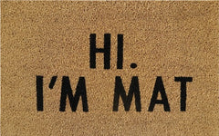 Doormat 60cm x 40cm - 'Hi. I'm Mat' - Absorbent Coir Mat for Indoor/Outdoor