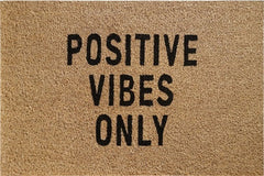 Doormat 60cm x 40cm - 'Positive Vibes Only' - Absorbent Coir Mat for Indoor/Outdoor