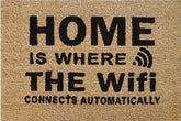 Doormat 60cm x 40cm - 'Home Is Where The WiFi Connects Automatically' - Absorbent Coir Mat for Indoor/Outdoor