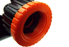 Two Way Tap Splitter Orange/Black with Valves