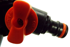 Two Way Tap Splitter Orange/Black with Valves