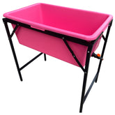Pink Dog Bath with Drain Valve (Black) and Stand