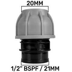 MDPE Straight Joiner 20mm - 1/2" BSPF