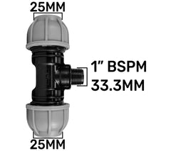 MDPE Tee 25mm - 1" BSPM - 25mm