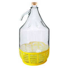 Glass Demijohn 5L With SCREW Top Cap & Yellow Protective Basket