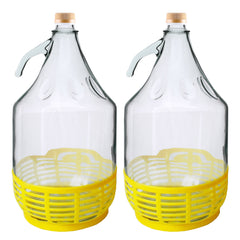 Glass Demijohn 5L With SCREW Top Cap & Yellow Protective Basket
