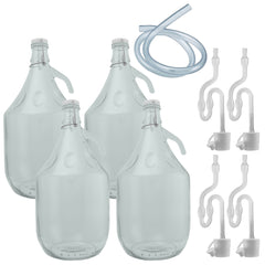 Glass Demijohn 5L 4 Pack Swing Top Cap, Airlock, Bung & Tube