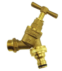 Garden Bib Tap Brass 1/2" BSPM Inlet + Snap-On Male