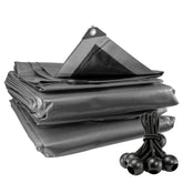 Silver XL-Grade Tarpaulin with Bungee Balls (Black)