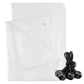 White M-Grade Tarpaulin with 10 x Bungee Balls (Black)
