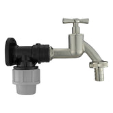 Wall Flange Kit 20mm MDPE + Bib Nickle Tap 1/2" Barb