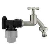 Wall Flange Kit 20mm MDPE + Bib Nickle Tap & Snap On