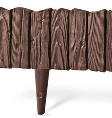 Lawn Edging, Plastic Palisade Wood Effect, 2.32m, Brown