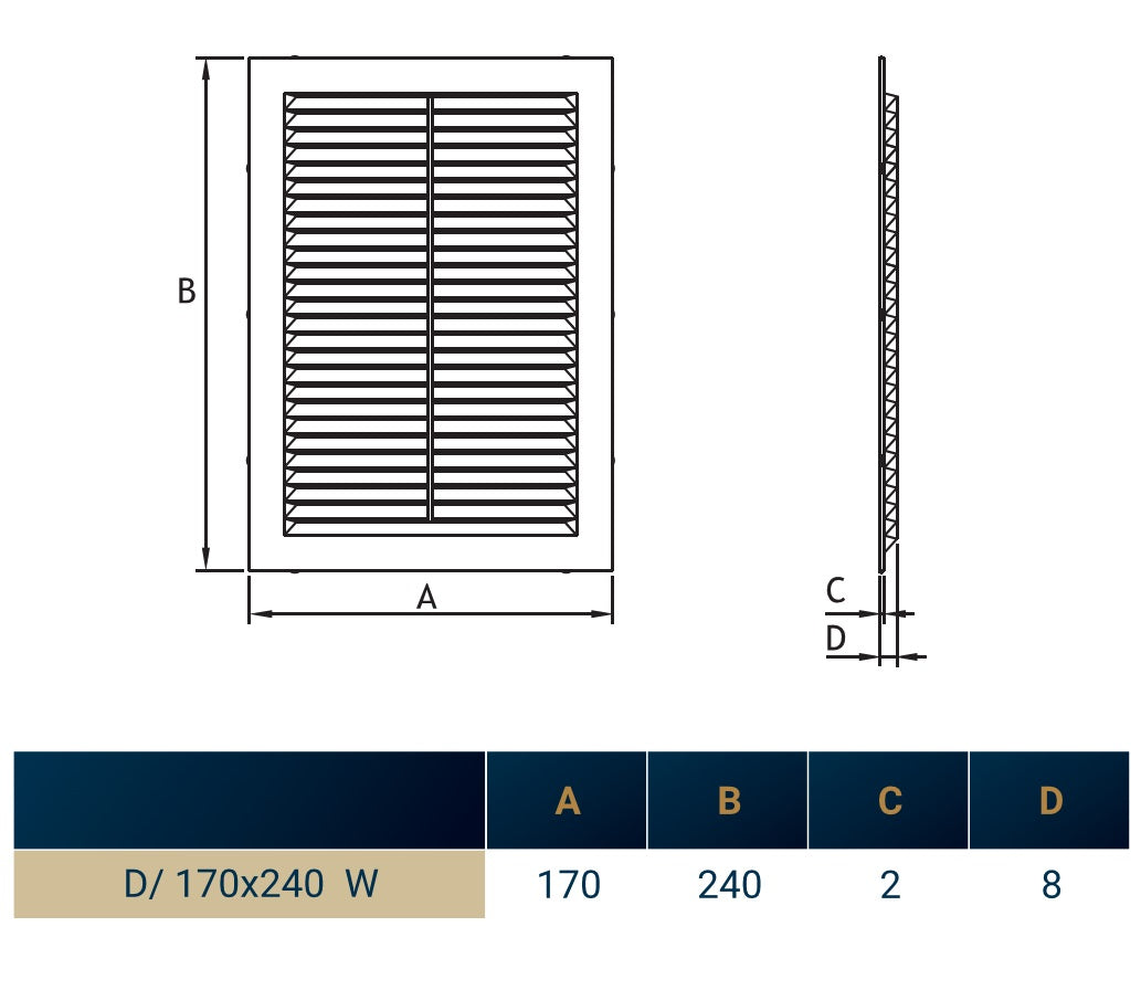 Louvre Vent  D/170x240W 240mm X 170mm with Fly Screen