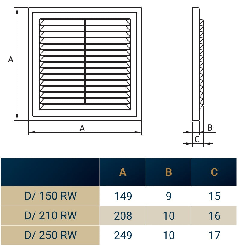 Louvre Vent D/250RW Classic 250mm