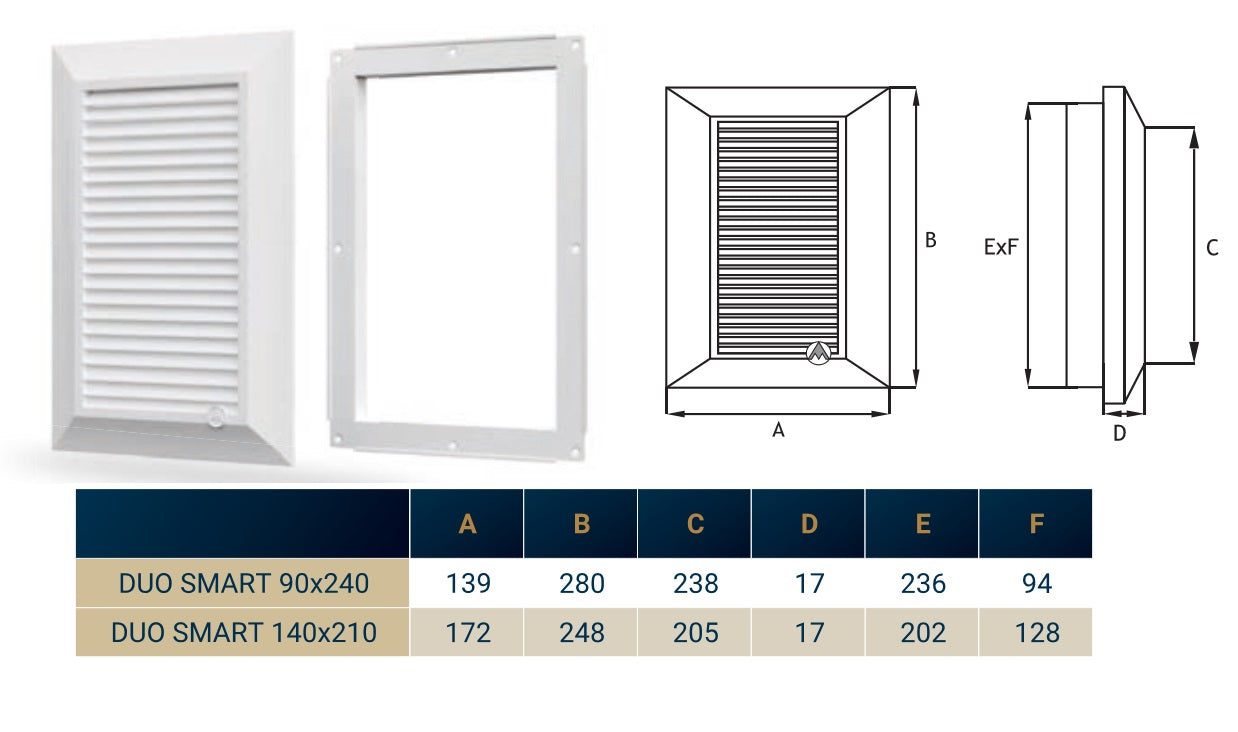 Louvre Vent Duo Smart 90/240 90mm X 240mm With Fly Mesh