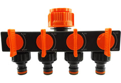 4-Way Splitter with Valves Black/Orange