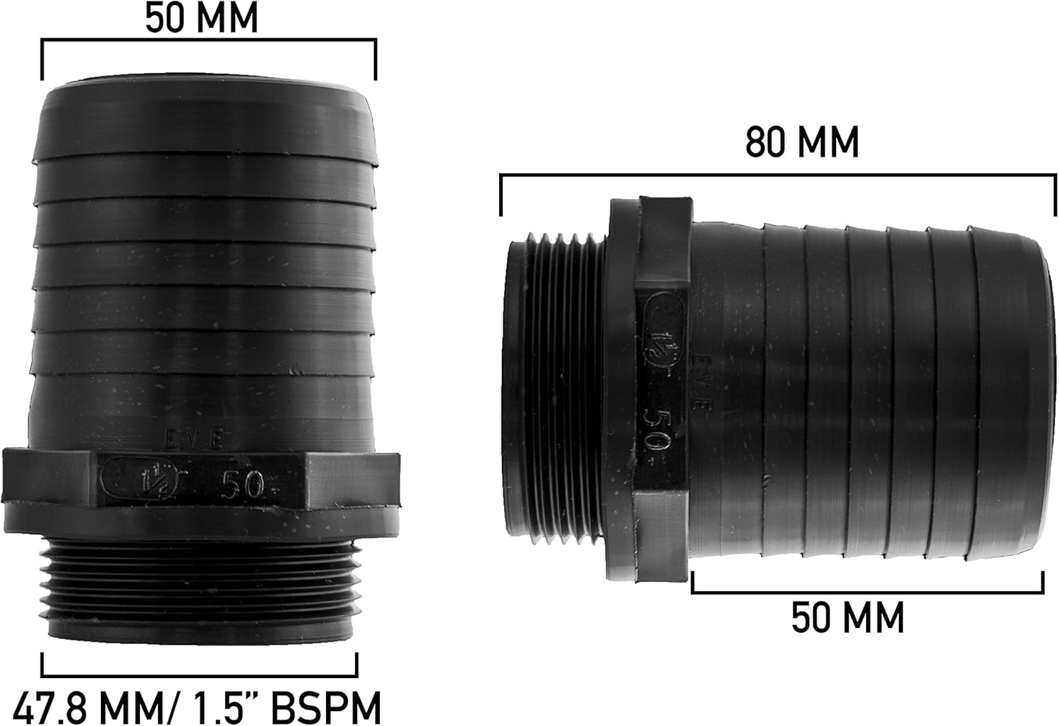 Pond Straight Connector 1.5" BSPM - 50mm