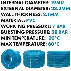 Braided Fuel Hose Blue Transparent PVC 19mm*2.1mm