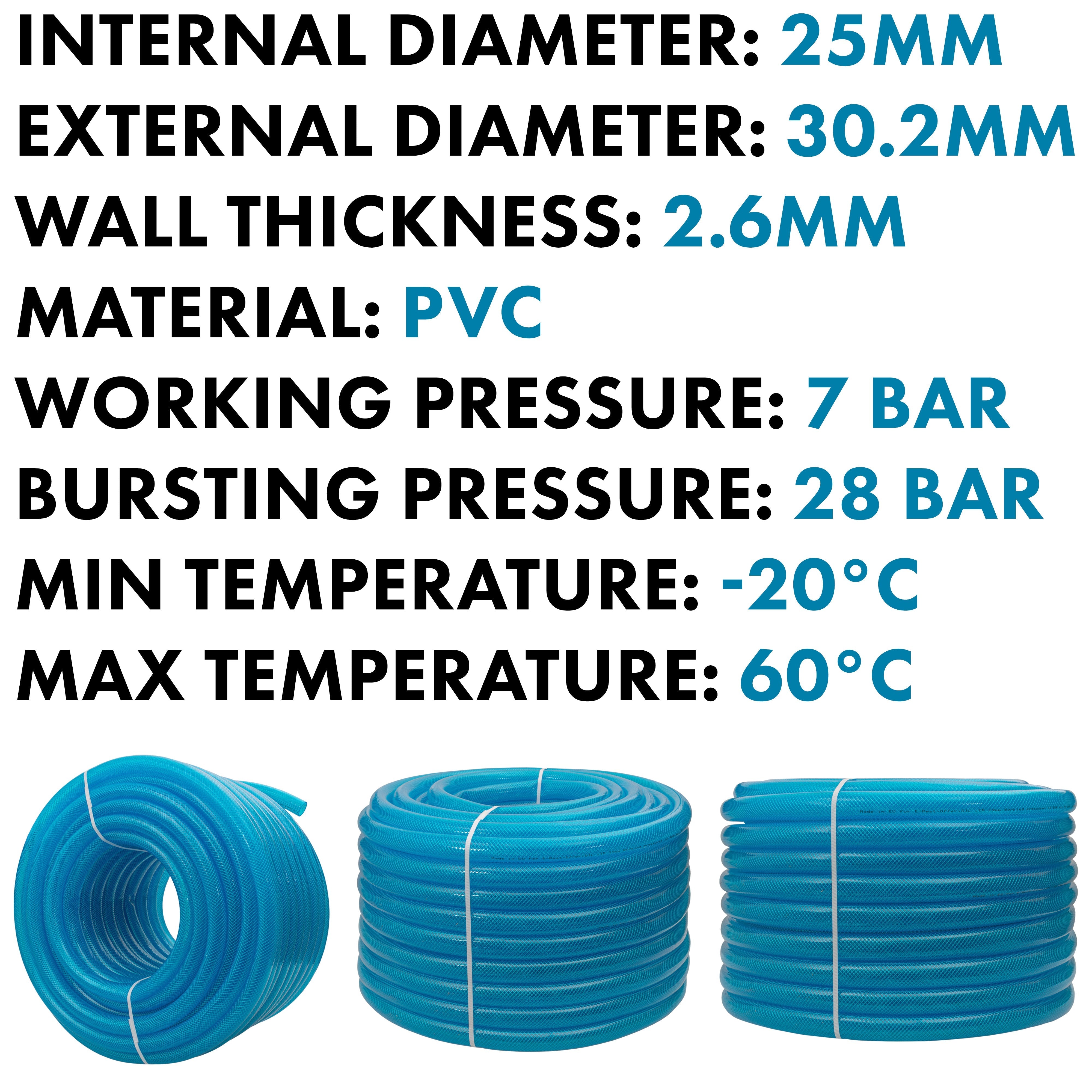 Braided Fuel Hose Blue Transparent PVC 25mm*2.6mm