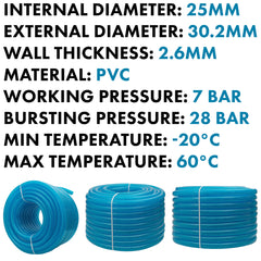 Braided Fuel Hose Blue Transparent PVC 25mm*2.6mm