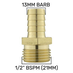 Brass Straight Joiner 13mm - 1/2" BSPM