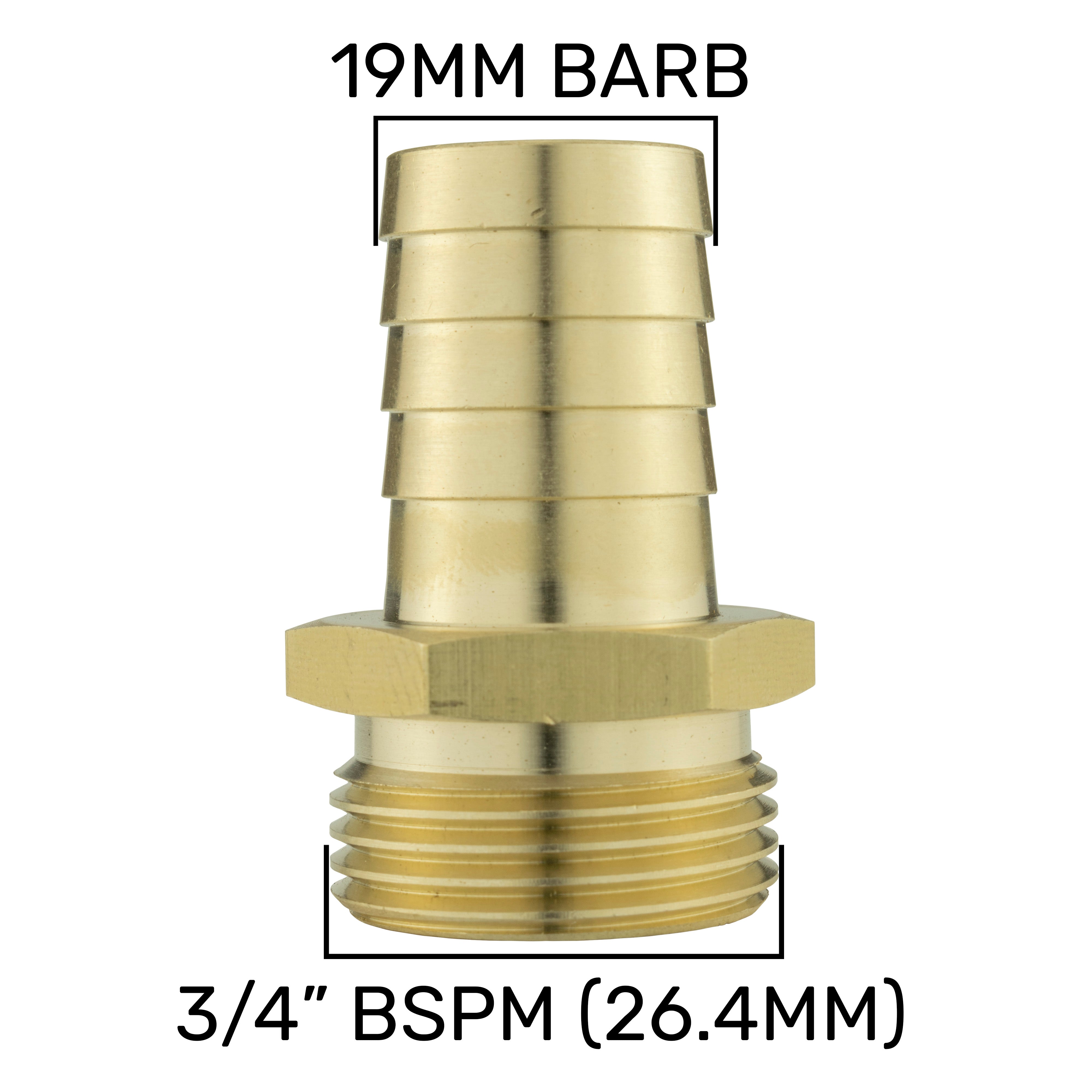 16mm Barbed Straight with In-Line BSPF Valve and 19mm Brass Barb