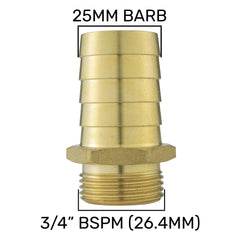 Brass Straight Joiner 25mm - 3/4" BSPM