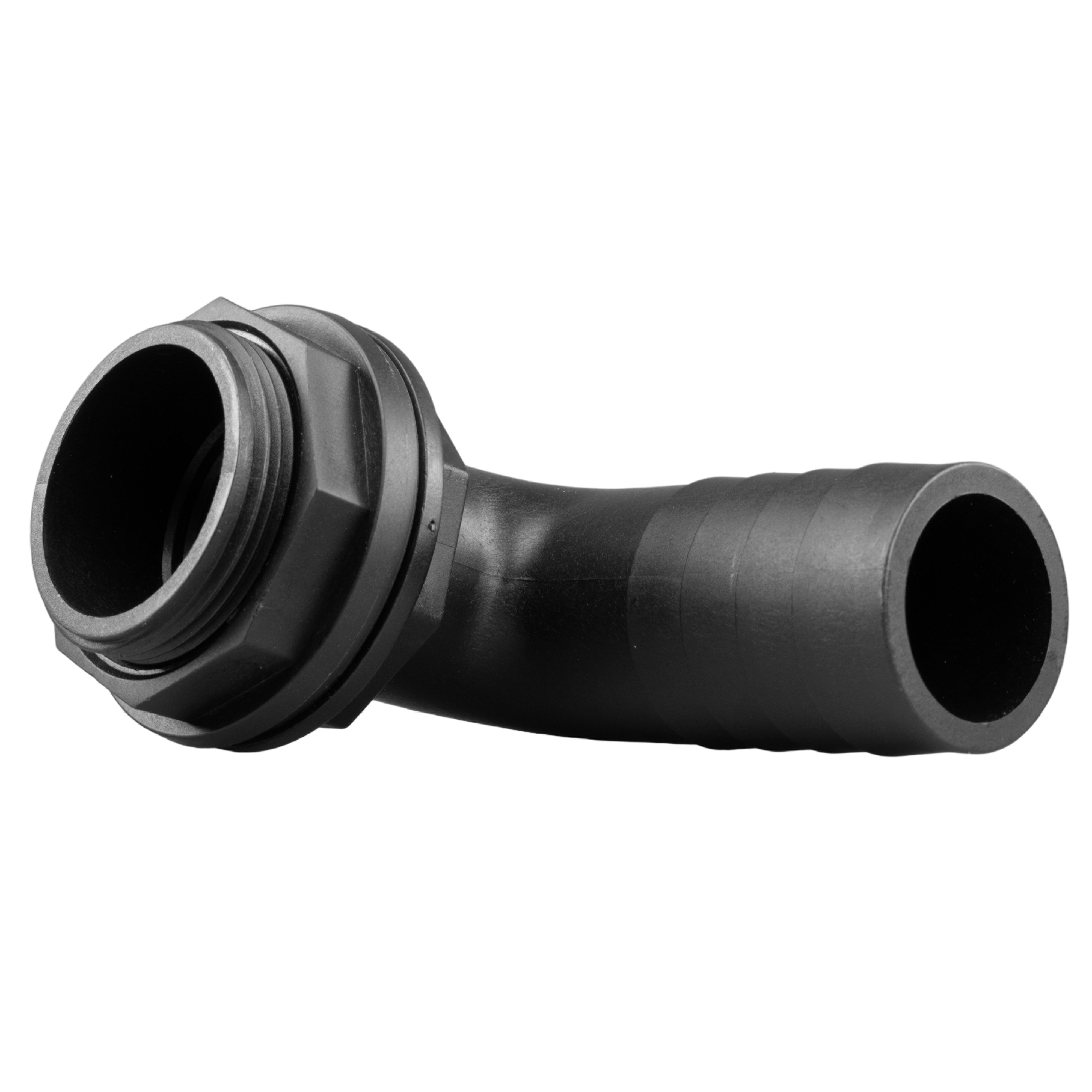 Tank Connector 90 Degree with Washer & Nut 3/4"BSPM - 3/4" Barb