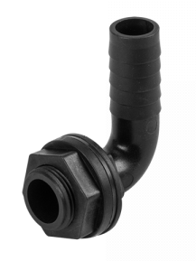 Tank Connector 90 Degree with Washer & Nut 3/4"BSPM - 3/4" Barb