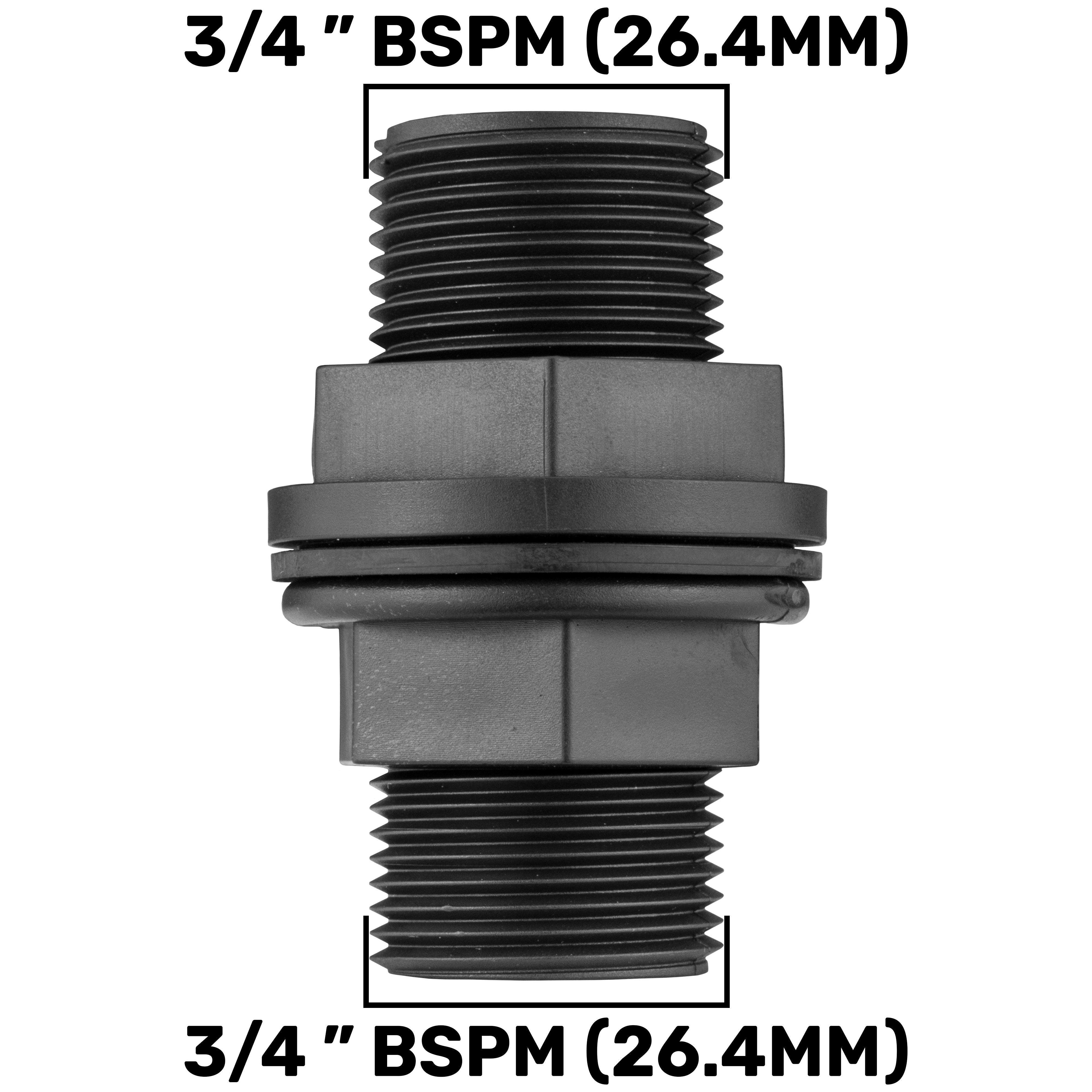 Water Butt Connector 3/4" BSP with BSPF-Quick Connect Valve & Hose Connector 4mm Barb