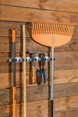 Wall Mount Tool Holder Rail - Roller Grip Design (5 Handles)