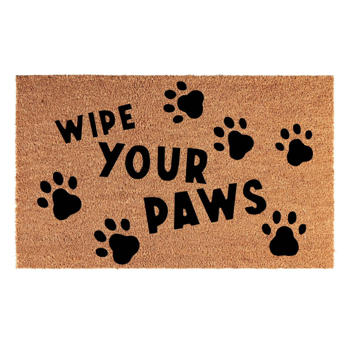 Doormat 60cm x 40cm - 'Wipe Your Paws' (D2) - Absorbent Coir Mat for Indoor/Outdoor