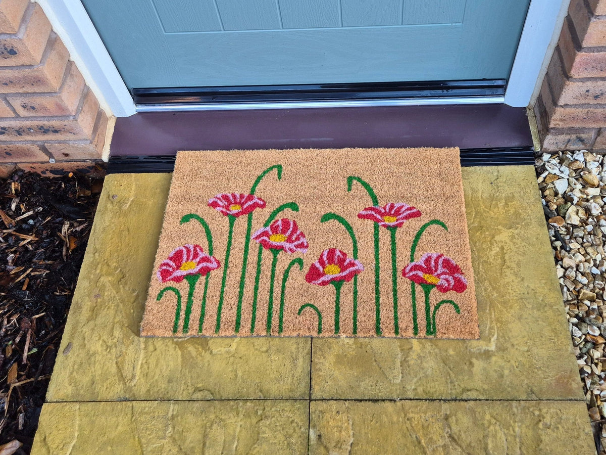 Doormat 60cm x 40cm - Poppy - Absorbent Coir Mat for Indoor/Outdoor