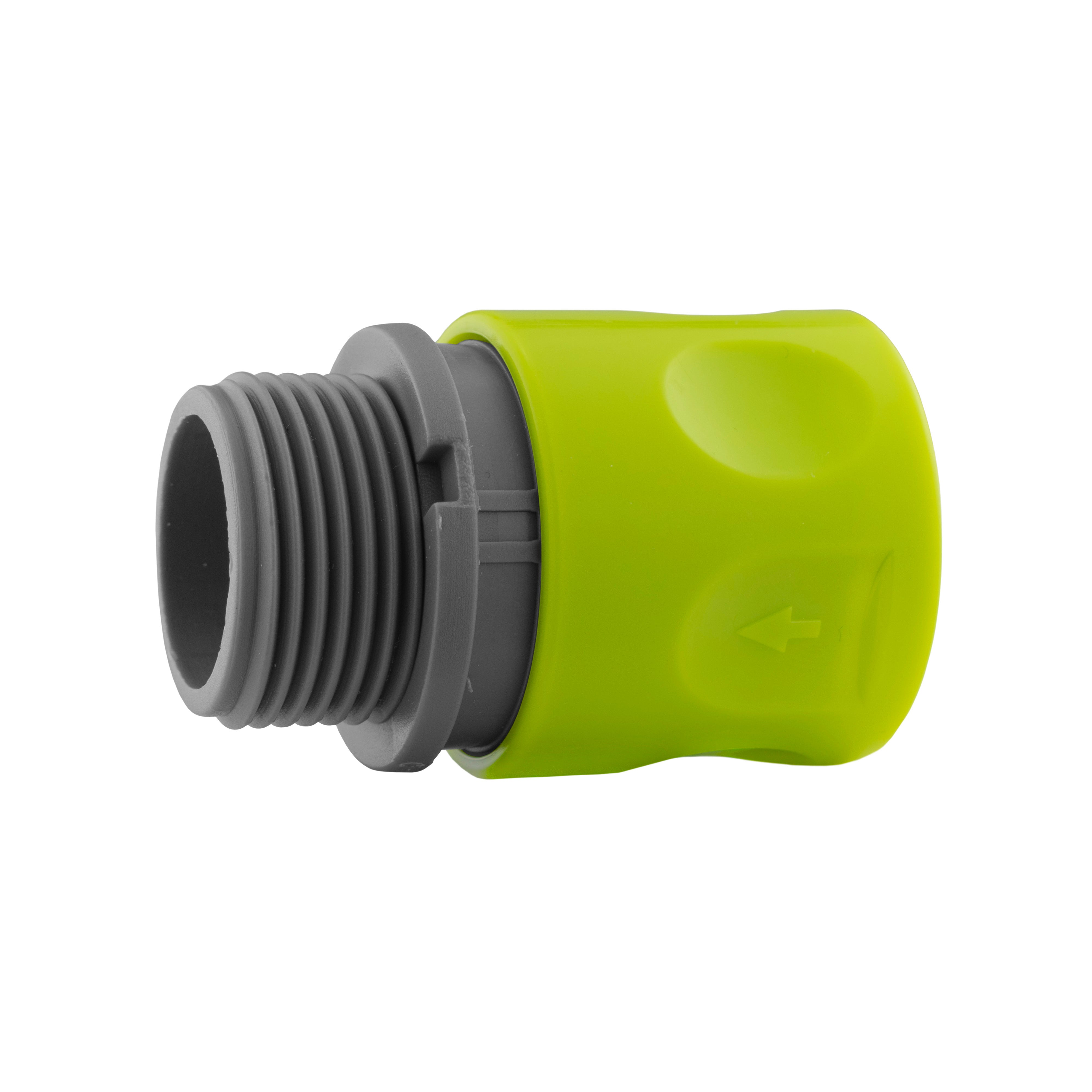 Hose Connector Lime with In-Line BSPF Valve and 25mm Brass Barb