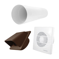 Through Wall Ventilation Kit RICO Timer and Humidistat Fan with Brown External Vent