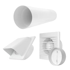 Through Wall Ventilation Kit - STYL Fan with Timer/Humidistat and White External Vent
