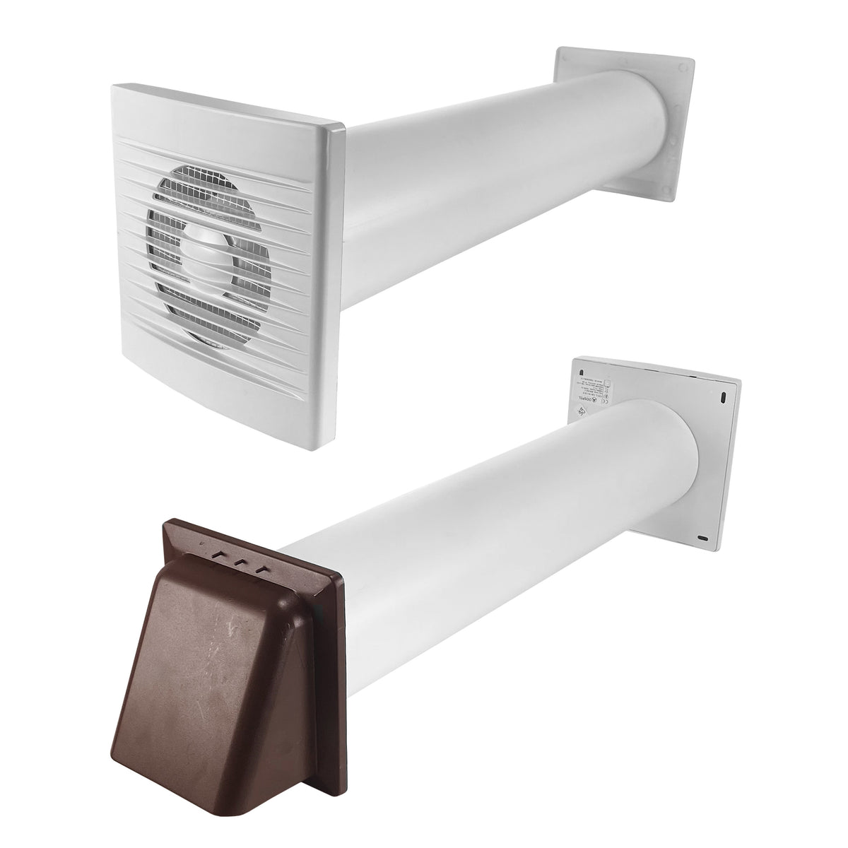 Through Wall Ventilation Kit - STYL Fan with Timer and Brown External Vent