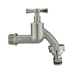 Wall Flange Kit 20mm MDPE + Bib Nickle Tap & Snap On