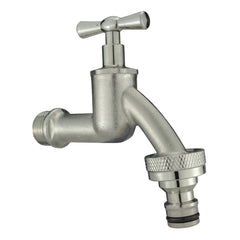 Wall Flange Kit 20mm MDPE + Bib Nickle Tap & Snap On