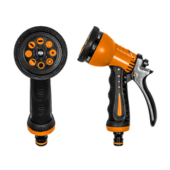 Hose Gun Water Sprayer 8-Pattern Adjustable Black Orange