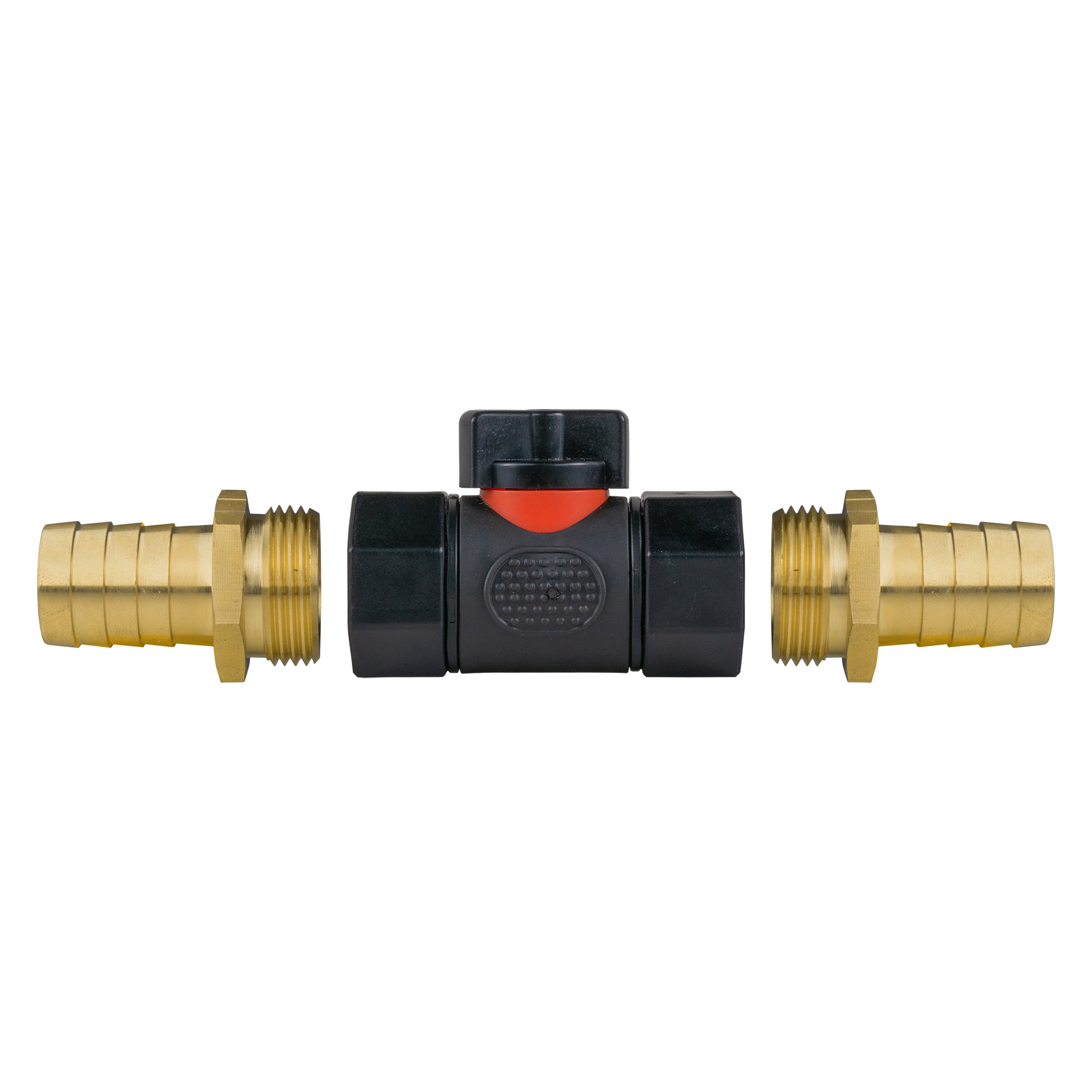 In-Line BSPF Valve with 2 x 19mm Brass Barb Connectors